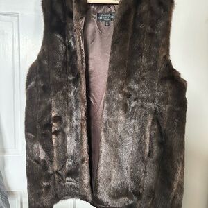 Fabulous Furs Dark Brown Faux Fur Vest